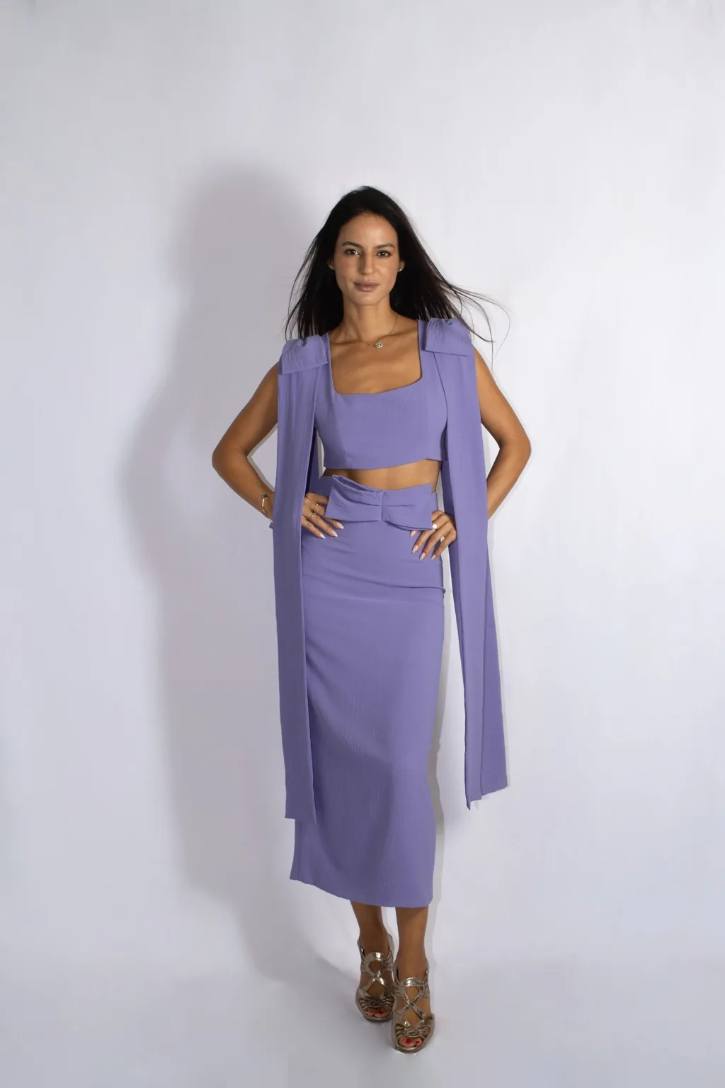 Falda Midi Violeta · Conjunto Atelier